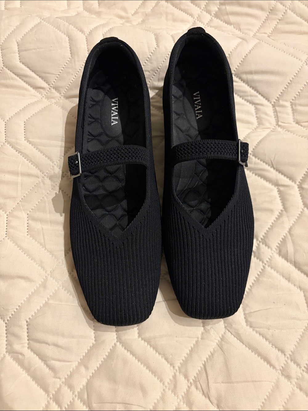 Vivaia Black Mary Jane Knit Flats - Margot Walker - lightweight flats